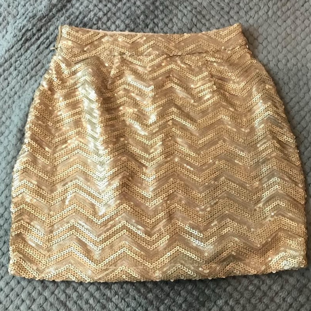 Tobi Gold Sequin Mini Skirt
